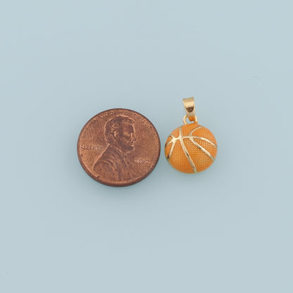 18K Gold Filled Basketball Pendant,Enamel Ball Charm Bracelet Necklace for DIY Jewelry Making Supply