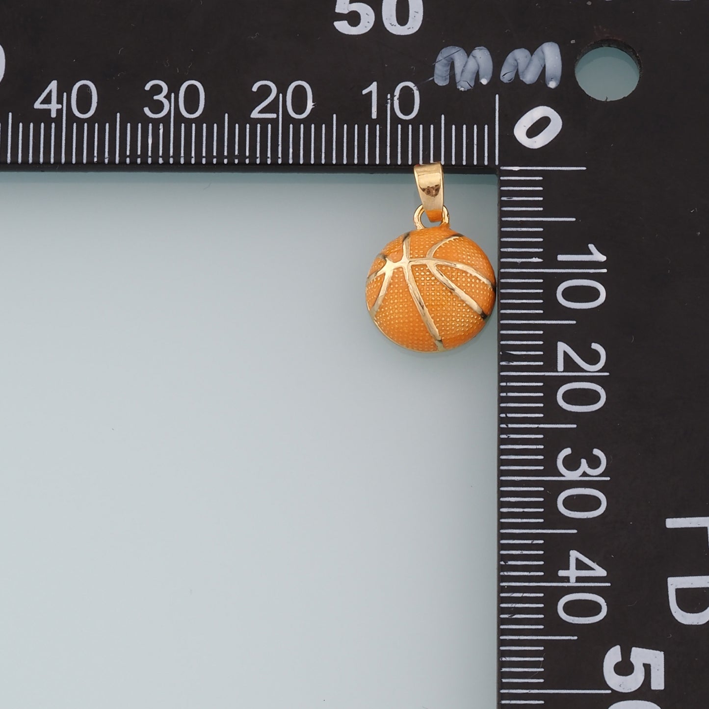 18K Gold Filled Basketball Pendant,Enamel Ball Charm Bracelet Necklace for DIY Jewelry Making Supply