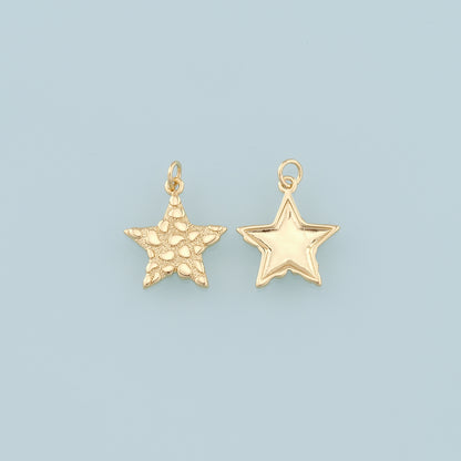 18K Gold Filled Star Pendant,Star Charm Bracelet Necklace for DIY Jewelry Making Supply