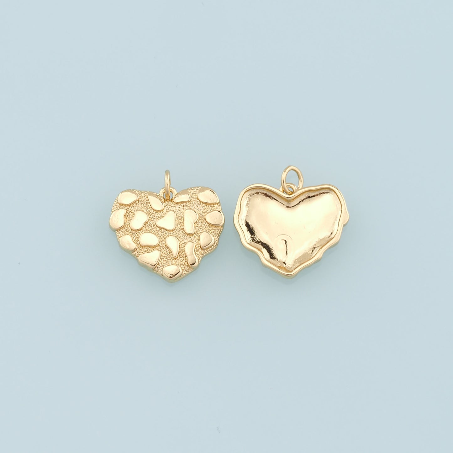 Gold Heart Charms,18K Gold Filled Heart Pendant,Heart Charm Bracelet Necklace for DIY Jewelry Making Supply