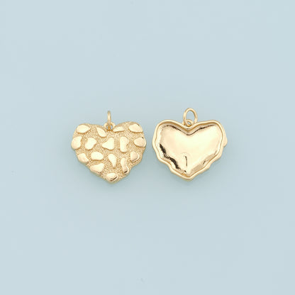 Gold Heart Charms,18K Gold Filled Heart Pendant,Heart Charm Bracelet Necklace for DIY Jewelry Making Supply