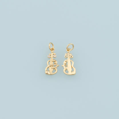 Gold Guitar Charms,18K Gold Filled CZ Micro Pave Guitar Pendant,Music Charm Bracelet Necklace for DIY Jewelry Making Supply