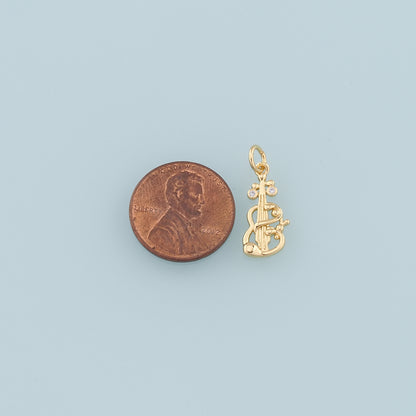 Gold Guitar Charms,18K Gold Filled CZ Micro Pave Guitar Pendant,Music Charm Bracelet Necklace for DIY Jewelry Making Supply