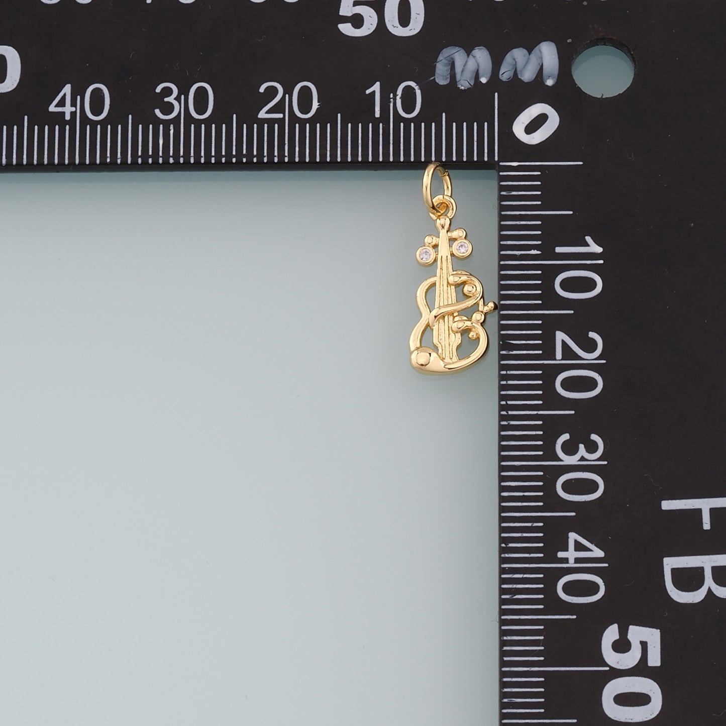 Gold Guitar Charms,18K Gold Filled CZ Micro Pave Guitar Pendant,Music Charm Bracelet Necklace for DIY Jewelry Making Supply