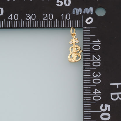 Gold Guitar Charms,18K Gold Filled CZ Micro Pave Guitar Pendant,Music Charm Bracelet Necklace for DIY Jewelry Making Supply