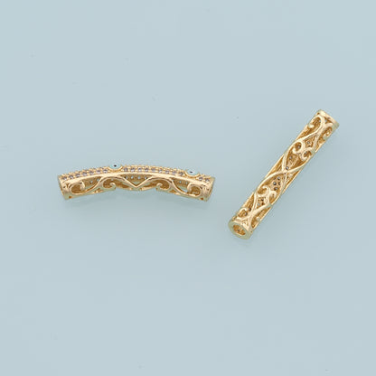 Gold Tube Bead Charms,18K Gold Filled Evil Eye spacer beads Bracelet Necklace for DIY Jewelry Making Supply
