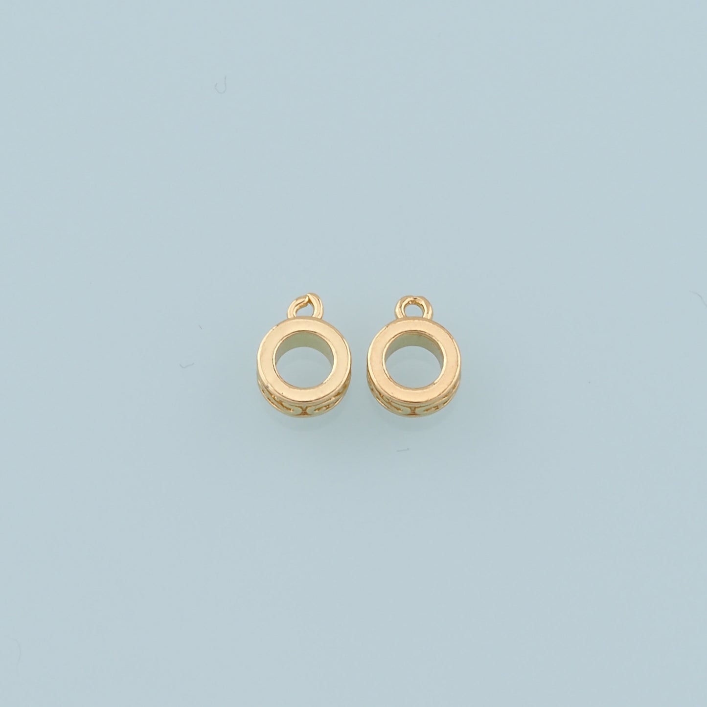 Gold Bail Charm Holder Spacer,18K Gold Filled With Loop Round Bead Spacer Bracelet Necklace for DIY Jewelry Making Supply