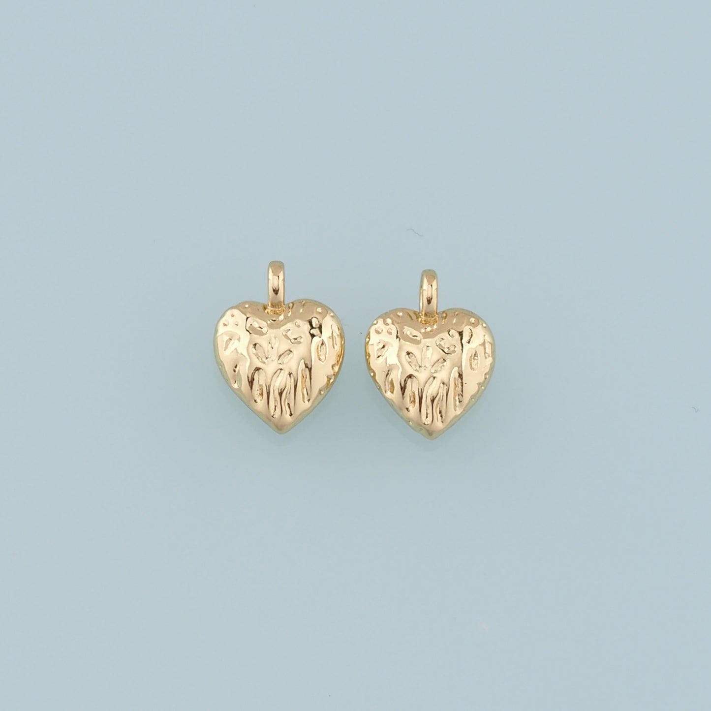 Gold Heart Charms,18K Gold Filled Heart Pendant,Heart Charm Bracelet Necklace for DIY Jewelry Making Supply