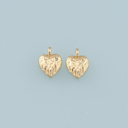 Gold Heart Charms,18K Gold Filled Heart Pendant,Heart Charm Bracelet Necklace for DIY Jewelry Making Supply