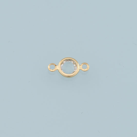Gold Round Connector Charms,18K Gold Filled Round Pendant,Crystal Charm Bracelet Necklace for DIY Jewelry Making Supply