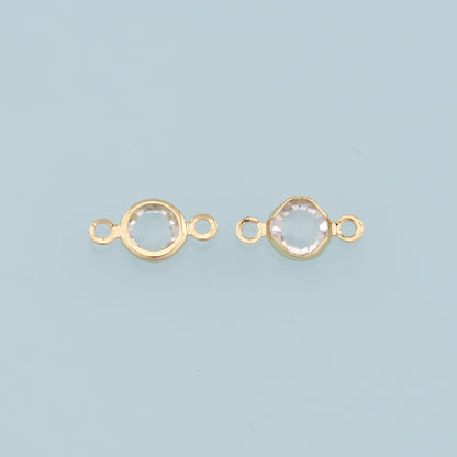 Gold Round Connector Charms,18K Gold Filled Round Pendant,Crystal Charm Bracelet Necklace for DIY Jewelry Making Supply