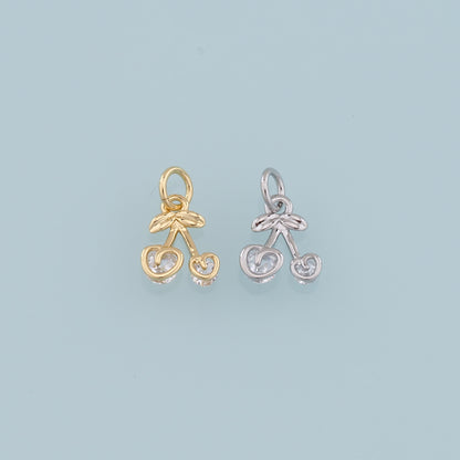 Gold Cherry Charms,18K Gold Filled Cherry Pendant,Fruit Charm Bracelet Necklace for DIY Jewelry Making Supply