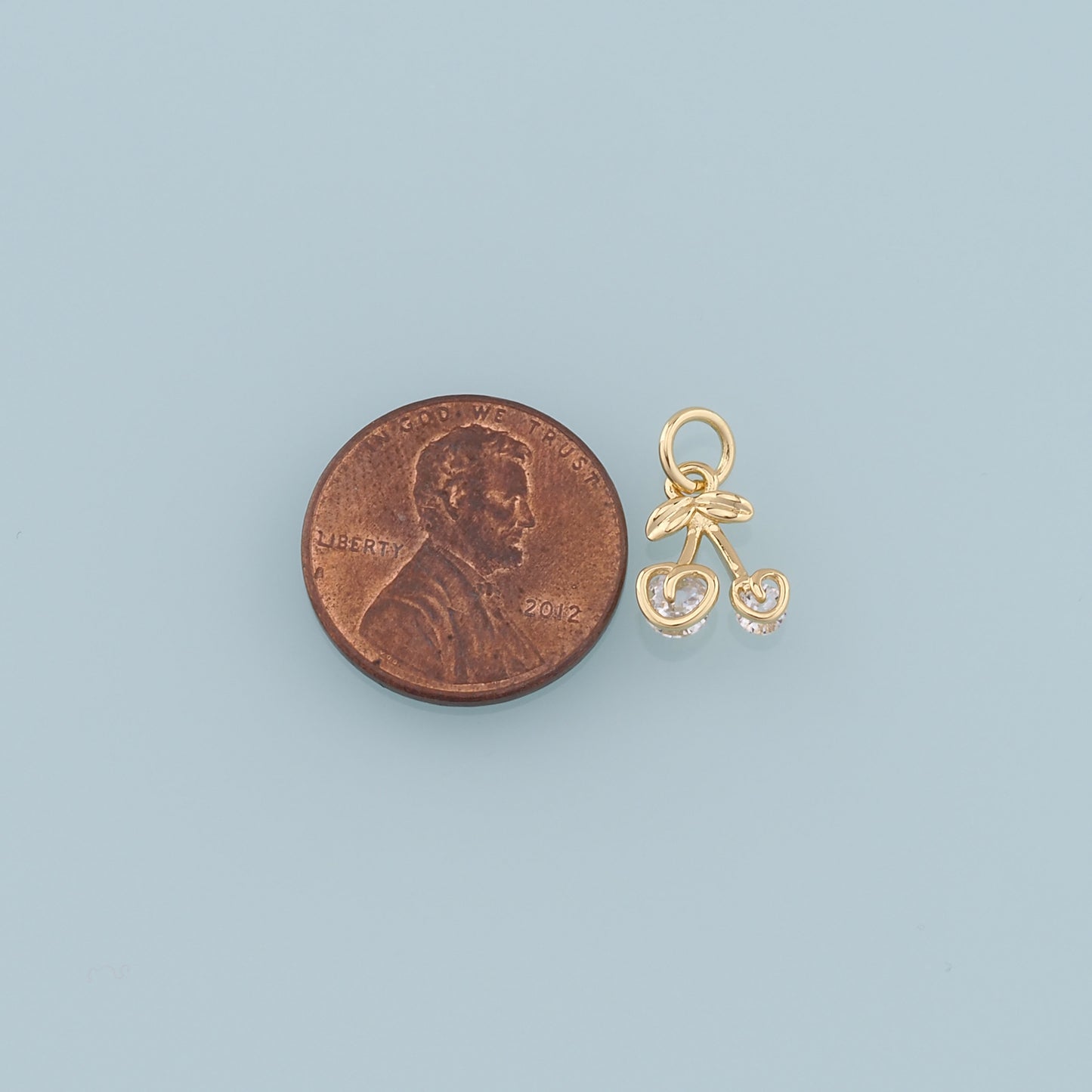 Gold Cherry Charms,18K Gold Filled Cherry Pendant,Fruit Charm Bracelet Necklace for DIY Jewelry Making Supply
