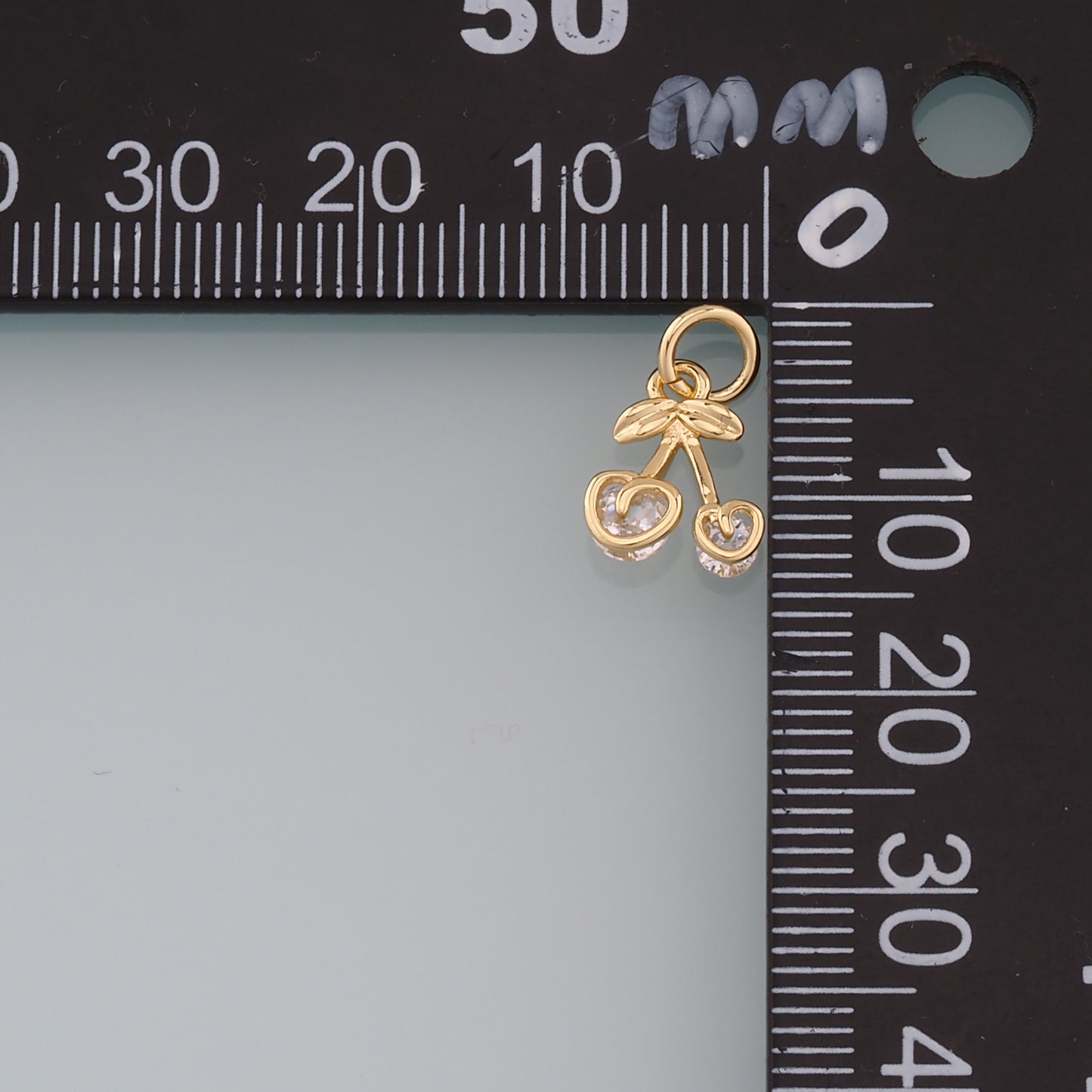 Gold Cherry Charms,18K Gold Filled Cherry Pendant,Fruit Charm Bracelet Necklace for DIY Jewelry Making Supply