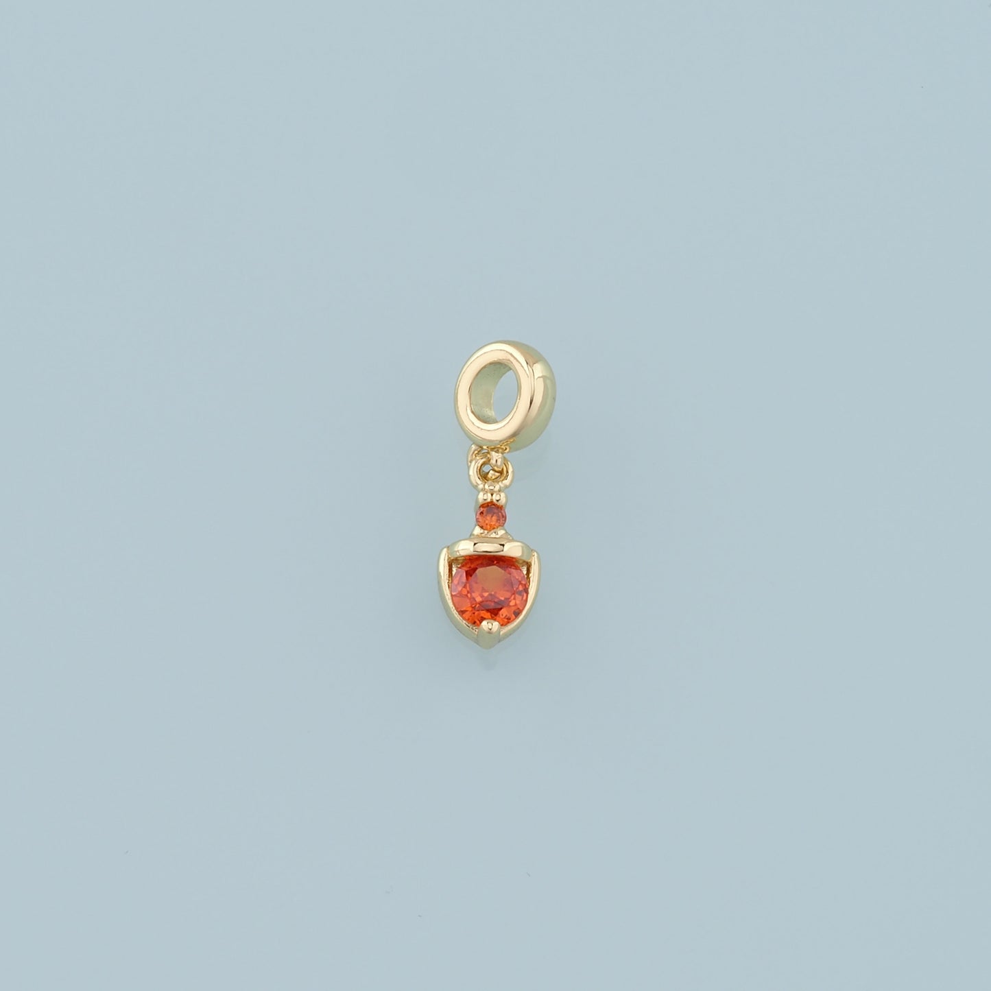 Gold Crystal Charm,18K Gold Filled Orange Crystal Pendant Bracelet Necklace for DIY Jewelry Making Supply
