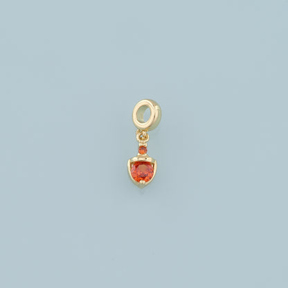 Gold Crystal Charm,18K Gold Filled Orange Crystal Pendant Bracelet Necklace for DIY Jewelry Making Supply