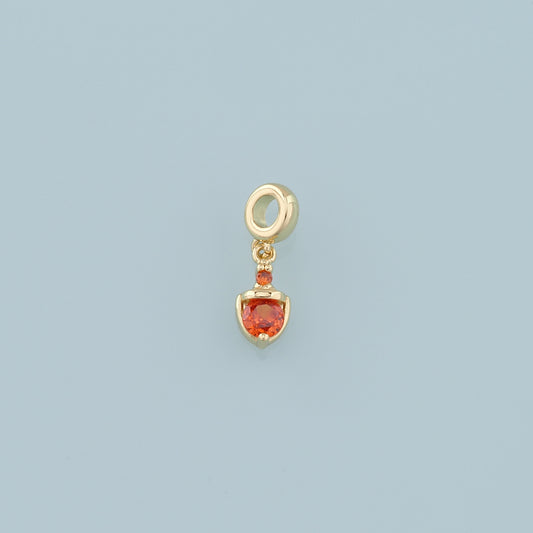 Gold Crystal Charm,18K Gold Filled Orange Crystal Pendant Bracelet Necklace for DIY Jewelry Making Supply