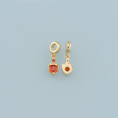Gold Crystal Charm,18K Gold Filled Orange Crystal Pendant Bracelet Necklace for DIY Jewelry Making Supply