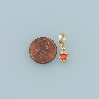 Gold Crystal Charm,18K Gold Filled Orange Crystal Pendant Bracelet Necklace for DIY Jewelry Making Supply