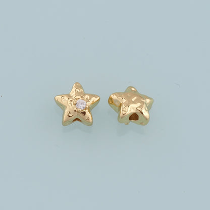 Gold Star spacer Beads Charms,18K Gold Filled Star Bracelet Necklace for DIY Jewelry Making Supply