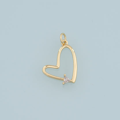 Gold Heart Charms,18K Gold Filled Heart Pendant,Heart Charm Bracelet Necklace for DIY Jewelry Making Supply