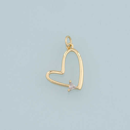 Gold Heart Charms,18K Gold Filled Heart Pendant,Heart Charm Bracelet Necklace for DIY Jewelry Making Supply