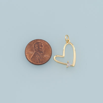 Gold Heart Charms,18K Gold Filled Heart Pendant,Heart Charm Bracelet Necklace for DIY Jewelry Making Supply
