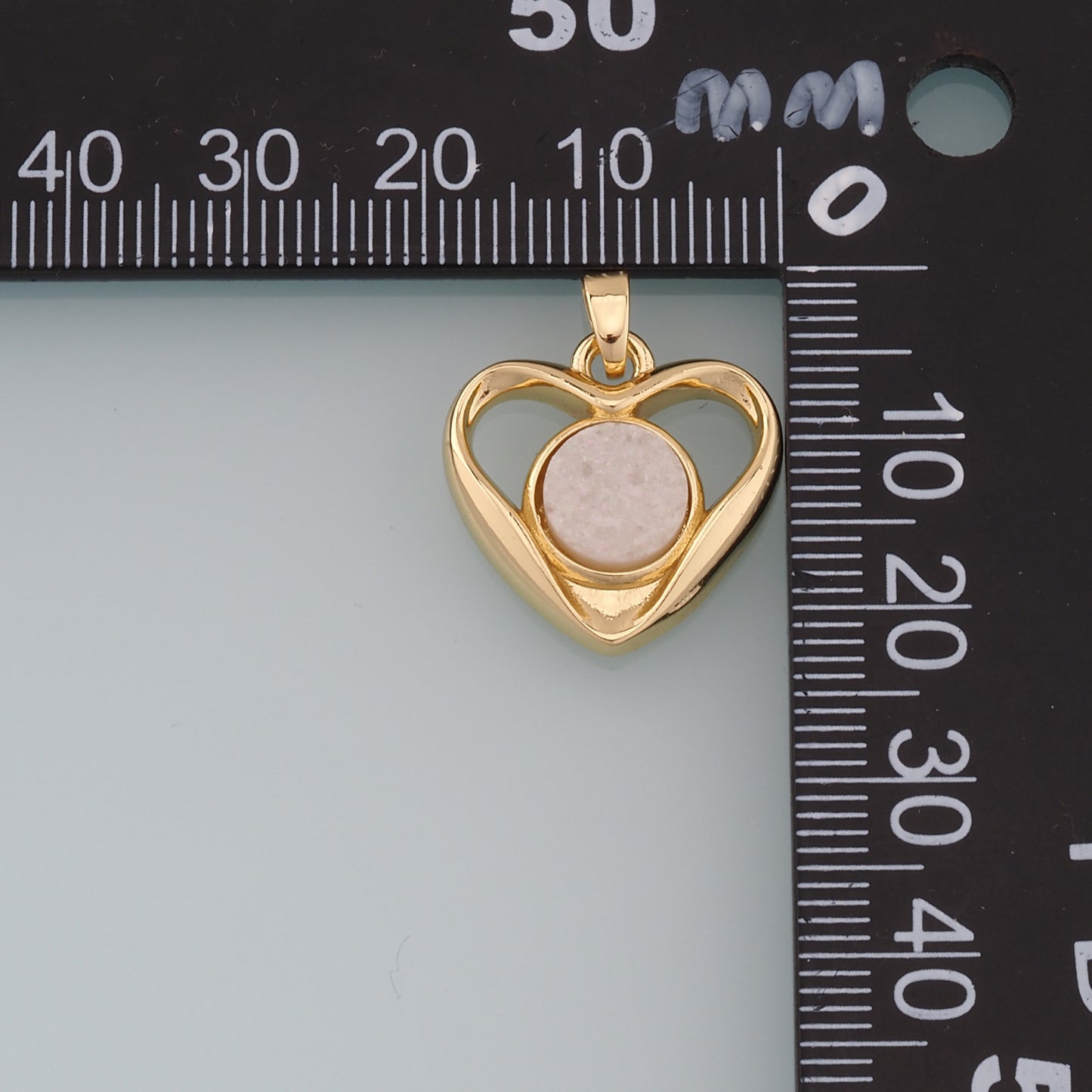 Gold Heart Gem Charms,18K Gold Filled Heart Pendant,Heart Charm Bracelet Necklace for DIY Jewelry Making Supply