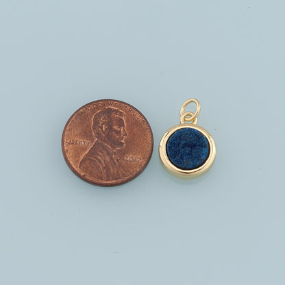 Gold Round Gem Charms,18K Gold Filled Round Pendant,Gem Charm Bracelet Necklace for DIY Jewelry Making Supply