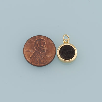 Gold Round Gem Charms,18K Gold Filled Round Pendant,Gem Charm Bracelet Necklace for DIY Jewelry Making Supply