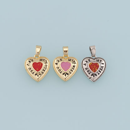 Gold Heart Charms,18K Gold Filled Heart Pendant,Enamel Heart Charm Bracelet Necklace for DIY Jewelry Making Supply