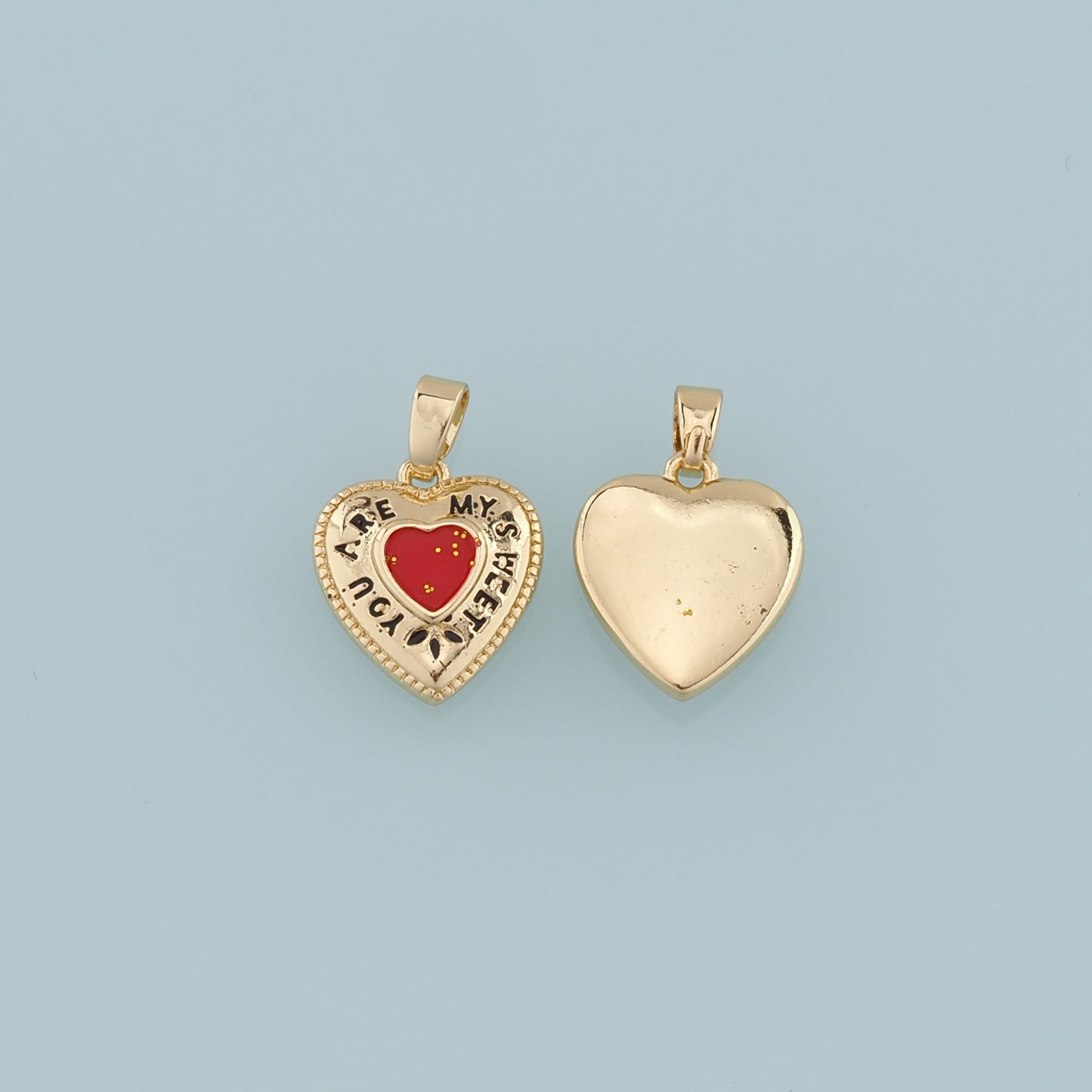 Gold Heart Charms,18K Gold Filled Heart Pendant,Enamel Heart Charm Bracelet Necklace for DIY Jewelry Making Supply