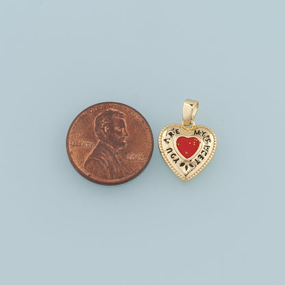Gold Heart Charms,18K Gold Filled Heart Pendant,Enamel Heart Charm Bracelet Necklace for DIY Jewelry Making Supply