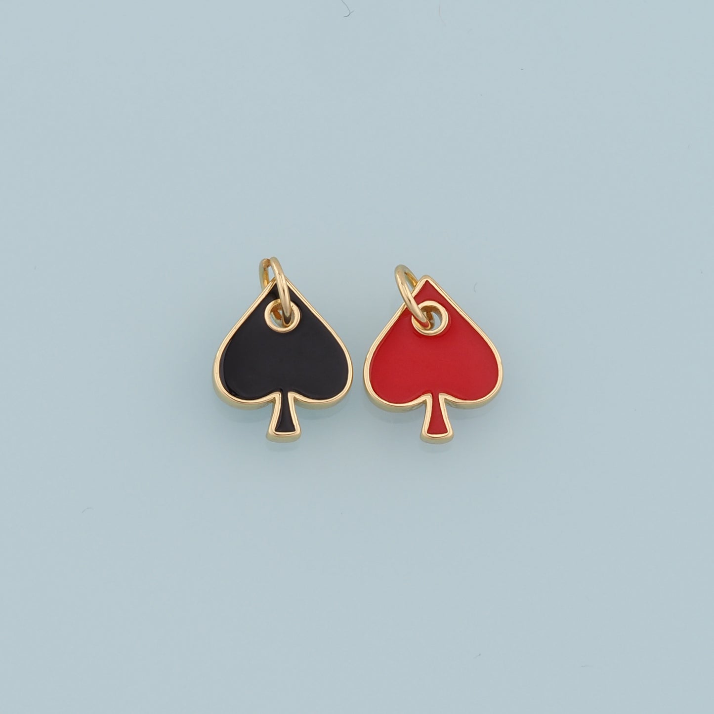 Gold Poker Charms,18K Gold Filled Poker Pendant,Enamel Heart of Spades Card Charm Bracelet Necklace for DIY Jewelry Making Supply