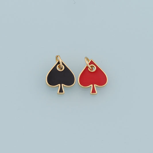 Gold Poker Charms,18K Gold Filled Poker Pendant,Enamel Heart of Spades Card Charm Bracelet Necklace for DIY Jewelry Making Supply