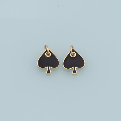 Gold Poker Charms,18K Gold Filled Poker Pendant,Enamel Heart of Spades Card Charm Bracelet Necklace for DIY Jewelry Making Supply