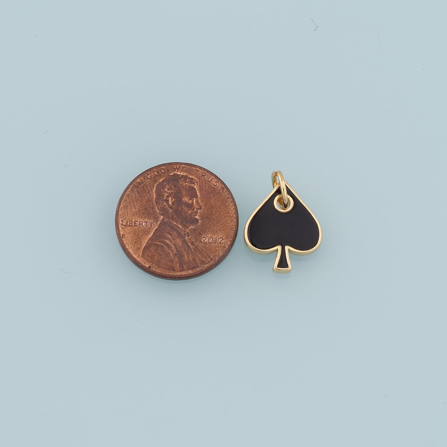 Gold Poker Charms,18K Gold Filled Poker Pendant,Enamel Heart of Spades Card Charm Bracelet Necklace for DIY Jewelry Making Supply