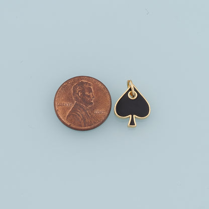 Gold Poker Charms,18K Gold Filled Poker Pendant,Enamel Heart of Spades Card Charm Bracelet Necklace for DIY Jewelry Making Supply