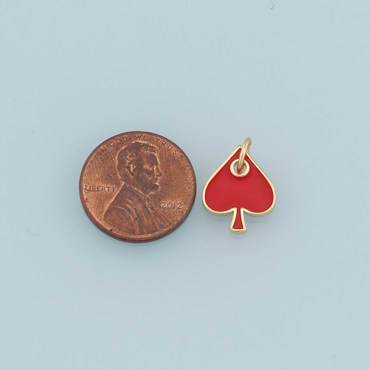 Gold Poker Charms,18K Gold Filled Poker Pendant,Enamel Heart of Spades Card Charm Bracelet Necklace for DIY Jewelry Making Supply
