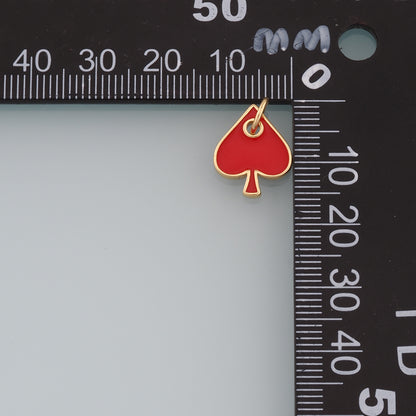 Gold Poker Charms,18K Gold Filled Poker Pendant,Enamel Heart of Spades Card Charm Bracelet Necklace for DIY Jewelry Making Supply