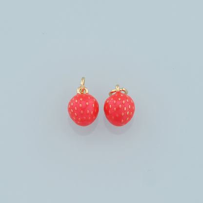 Gold Strawberry Charms,18K Gold Filled Strawberry Pendant,Fruit Charm Bracelet Necklace for DIY Jewelry Making Supply