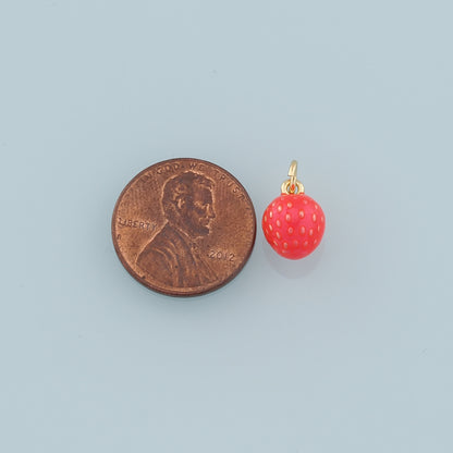 Gold Strawberry Charms,18K Gold Filled Strawberry Pendant,Fruit Charm Bracelet Necklace for DIY Jewelry Making Supply