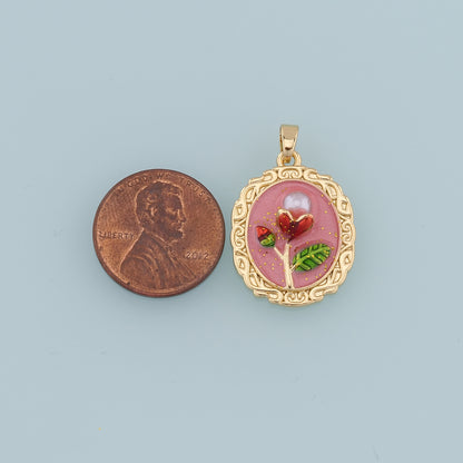 Gold Flower Charms,18K Gold Filled Flower Pendant,Enamel Flower Charm Bracelet Necklace for DIY Jewelry Making Supply