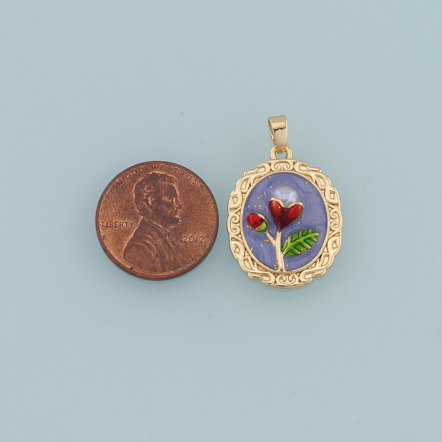 Gold Flower Charms,18K Gold Filled Flower Pendant,Enamel Flower Charm Bracelet Necklace for DIY Jewelry Making Supply