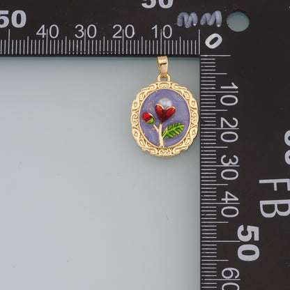 Gold Flower Charms,18K Gold Filled Flower Pendant,Enamel Flower Charm Bracelet Necklace for DIY Jewelry Making Supply