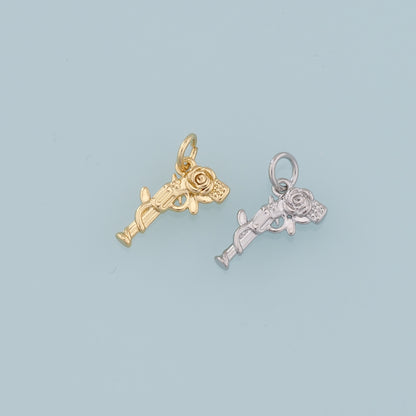 Gold Rose Gun Charms,18K Gold Filled Gun Pendant,Gun Charm Bracelet Necklace for DIY Jewelry Making Supply
