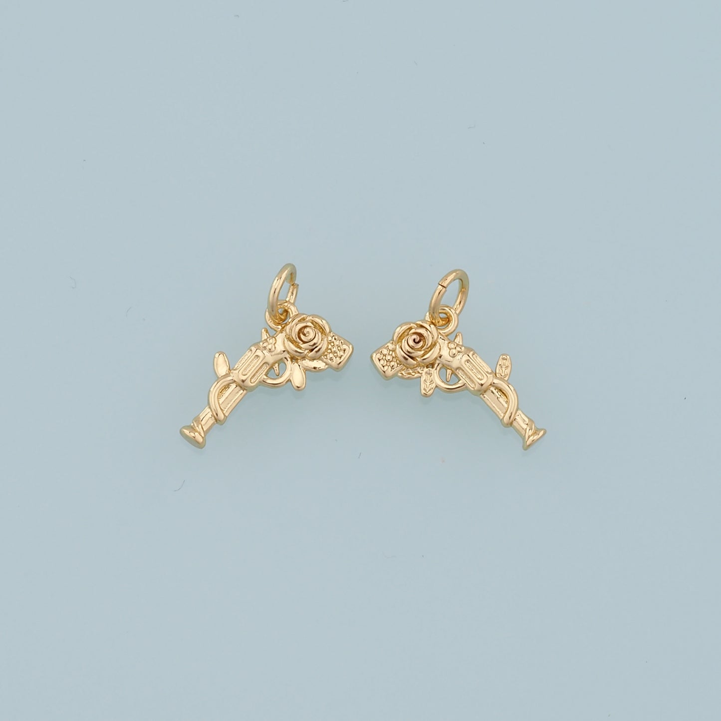Gold Rose Gun Charms,18K Gold Filled Gun Pendant,Gun Charm Bracelet Necklace for DIY Jewelry Making Supply