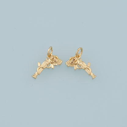 Gold Rose Gun Charms,18K Gold Filled Gun Pendant,Gun Charm Bracelet Necklace for DIY Jewelry Making Supply