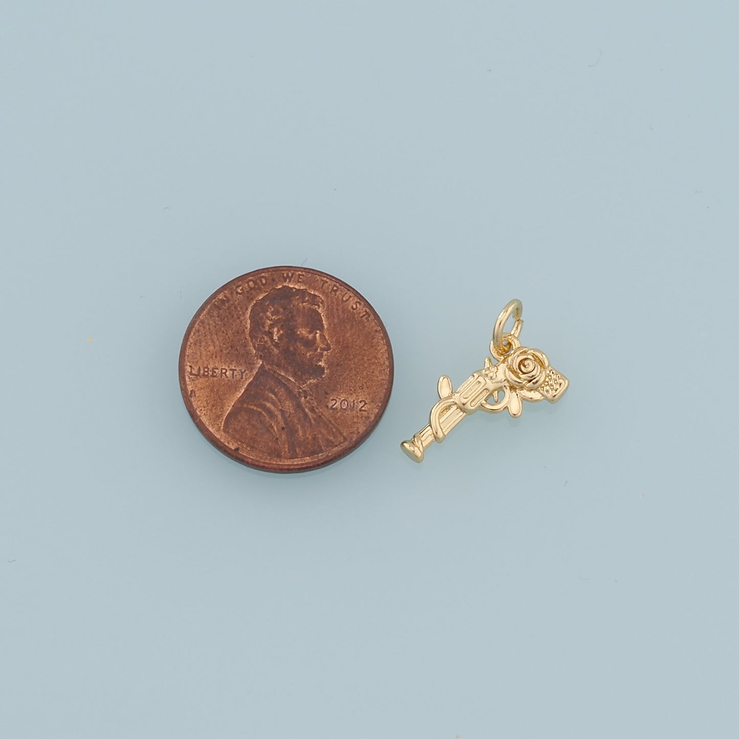 Gold Rose Gun Charms,18K Gold Filled Gun Pendant,Gun Charm Bracelet Necklace for DIY Jewelry Making Supply