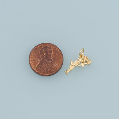Gold Rose Gun Charms,18K Gold Filled Gun Pendant,Gun Charm Bracelet Necklace for DIY Jewelry Making Supply